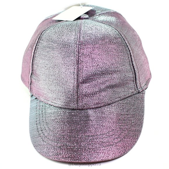 Primark Girls' Purple Blue Green Color Shift Glitter Woven Fabric Baseball Cap - Picture 2 of 7